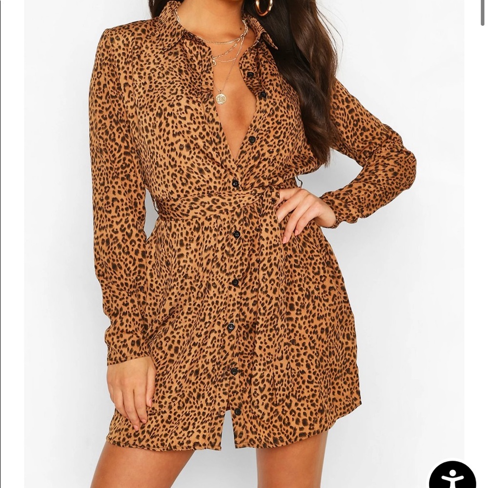 Boohoo Shirt Dress Animal Print